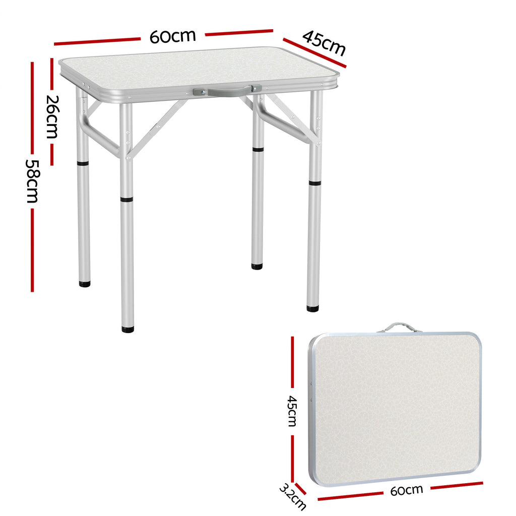 Weisshorn Folding Camping Table 60CM Adjustable Portable Outdoor Picnic Desk