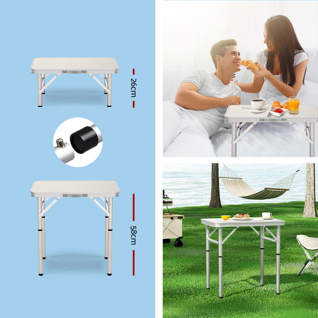 Weisshorn Folding Camping Table 60CM Adjustable Portable Outdoor Picnic Desk