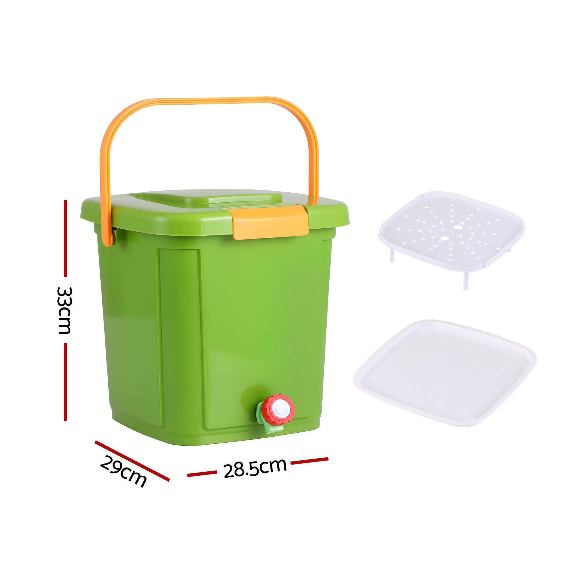 Gardeon 15L Kitchen Compost Bin Food Waste Caddy Drain Tap Green