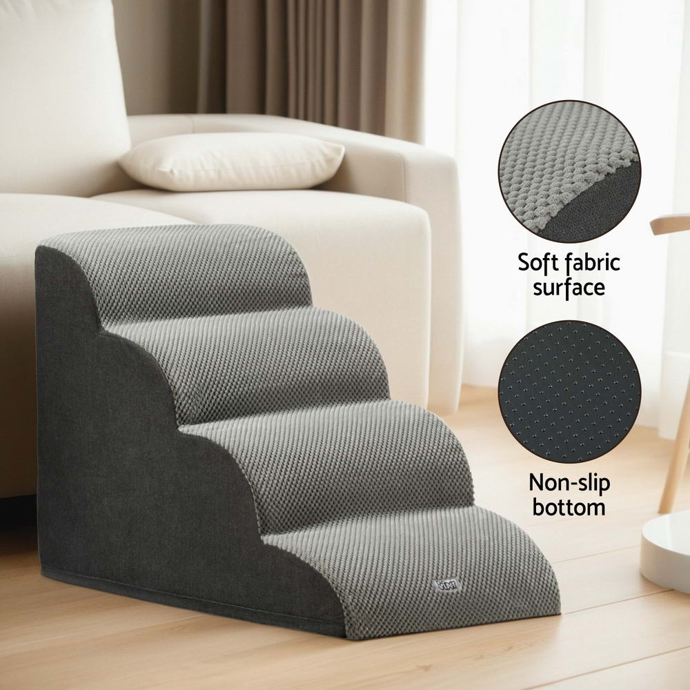 Foam Pet Stairs – 4 Steps, Non-Slip & Washable