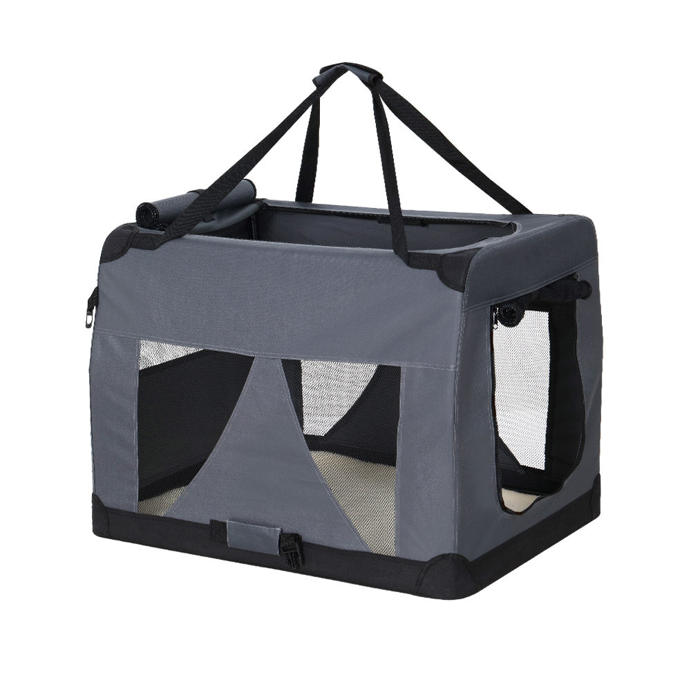 Foldable Soft Pet Travel Crate – Medium Grey