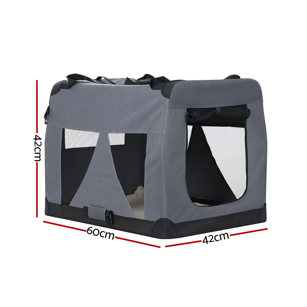 Foldable Soft Pet Travel Crate – Medium Grey