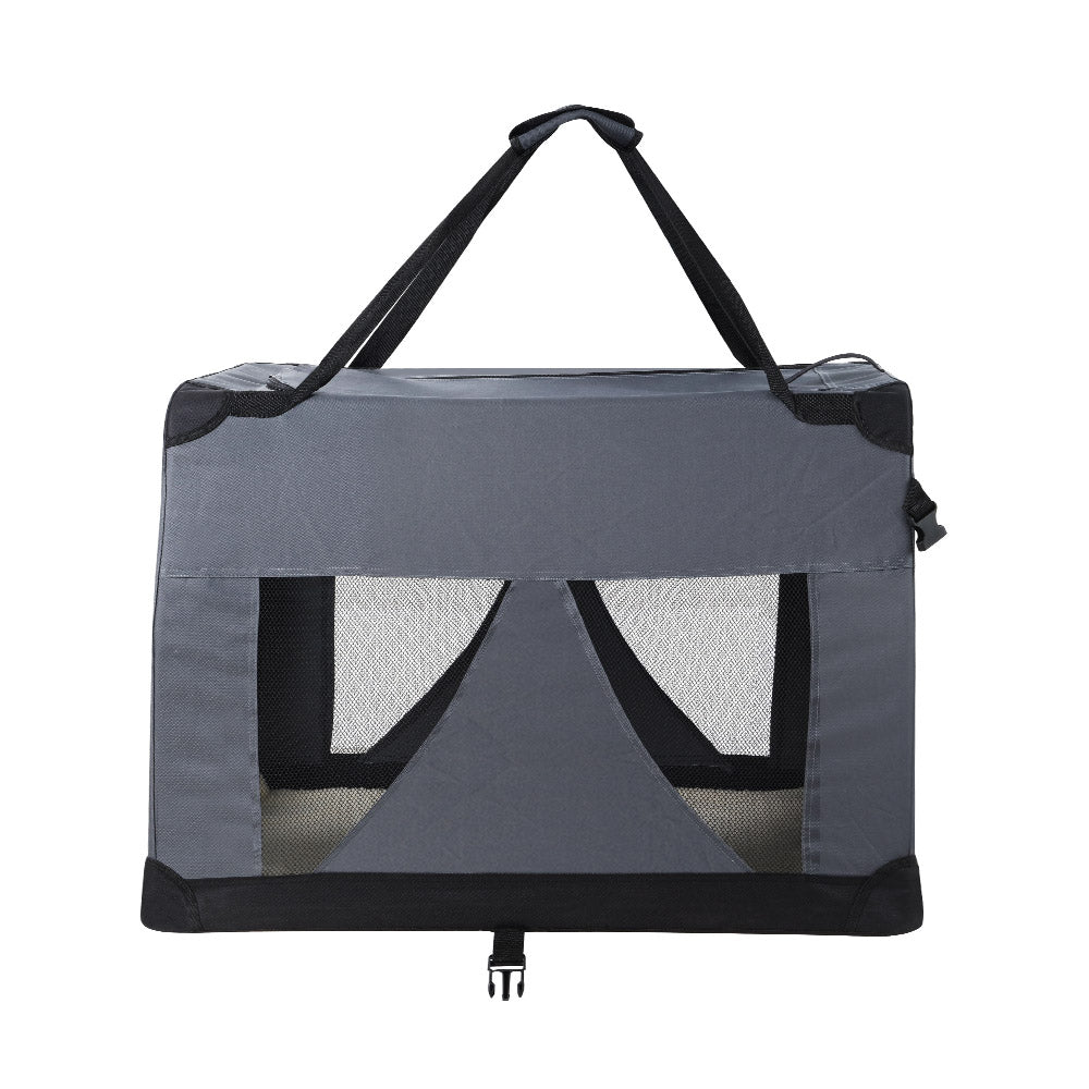 Foldable Soft Pet Travel Crate – Medium Grey