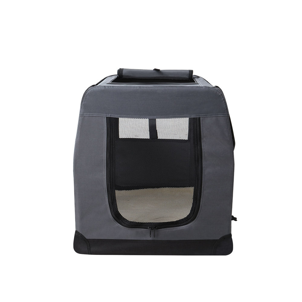 Foldable Soft Pet Travel Crate – Medium Grey