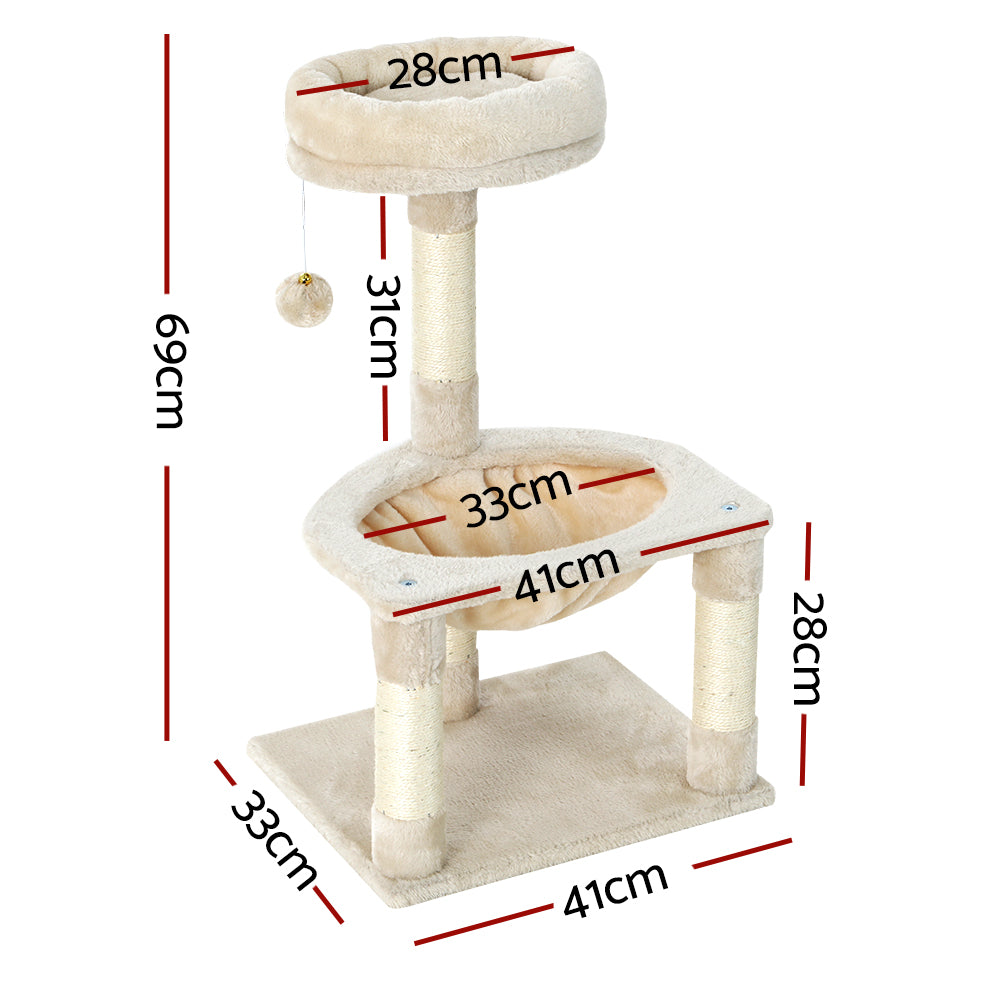 Cat Tree and Scratching Tower 69cm – Beige