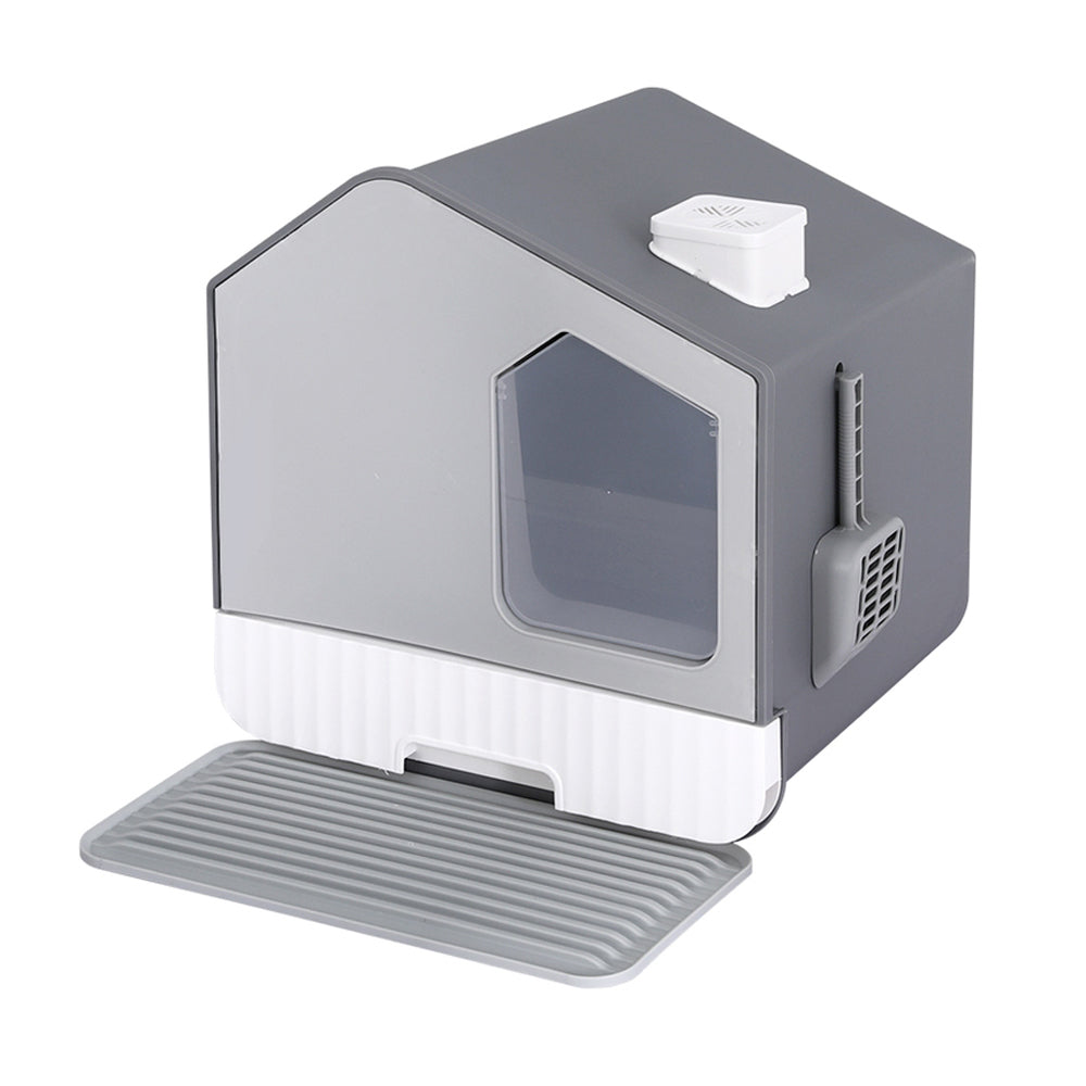 Hooded Cat Litter Box with Mat & Scoop – No More Mess