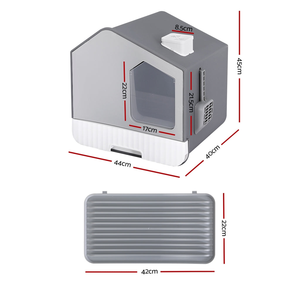 Hooded Cat Litter Box with Mat & Scoop – No More Mess
