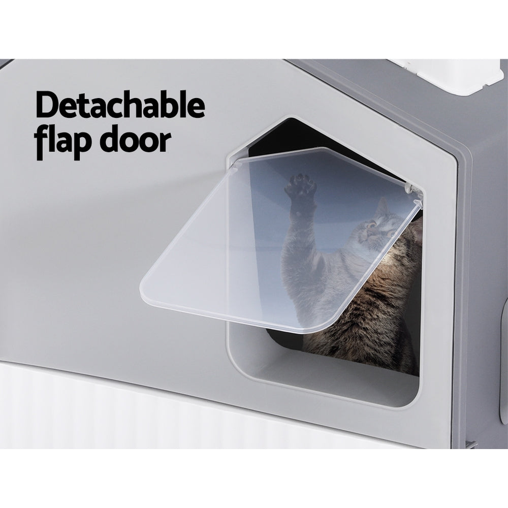 Hooded Cat Litter Box with Mat & Scoop – No More Mess
