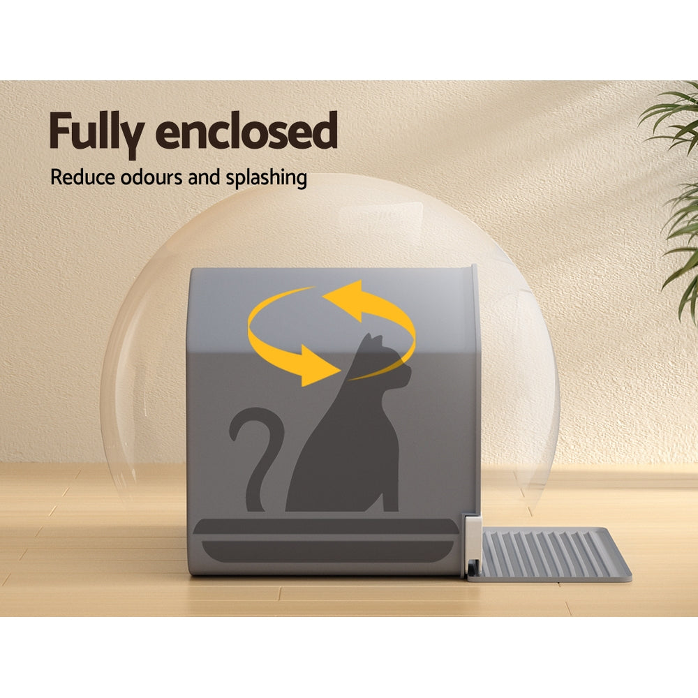 Hooded Cat Litter Box with Mat & Scoop – No More Mess