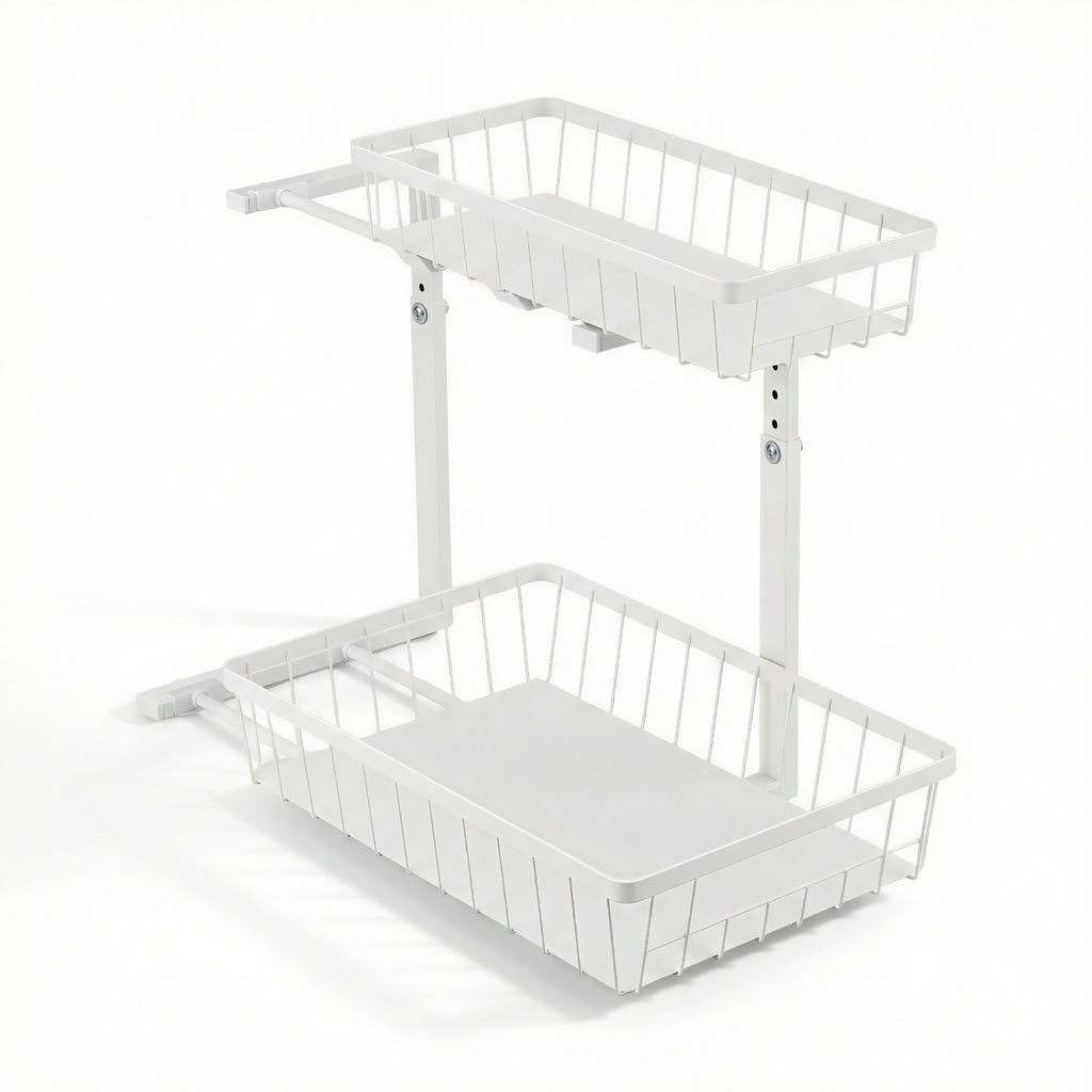 Artiss Under Sink Organizer Storage with 2 Slide Out Drawers 5 Adjustable Height Bathroom Kitchen Cabinet