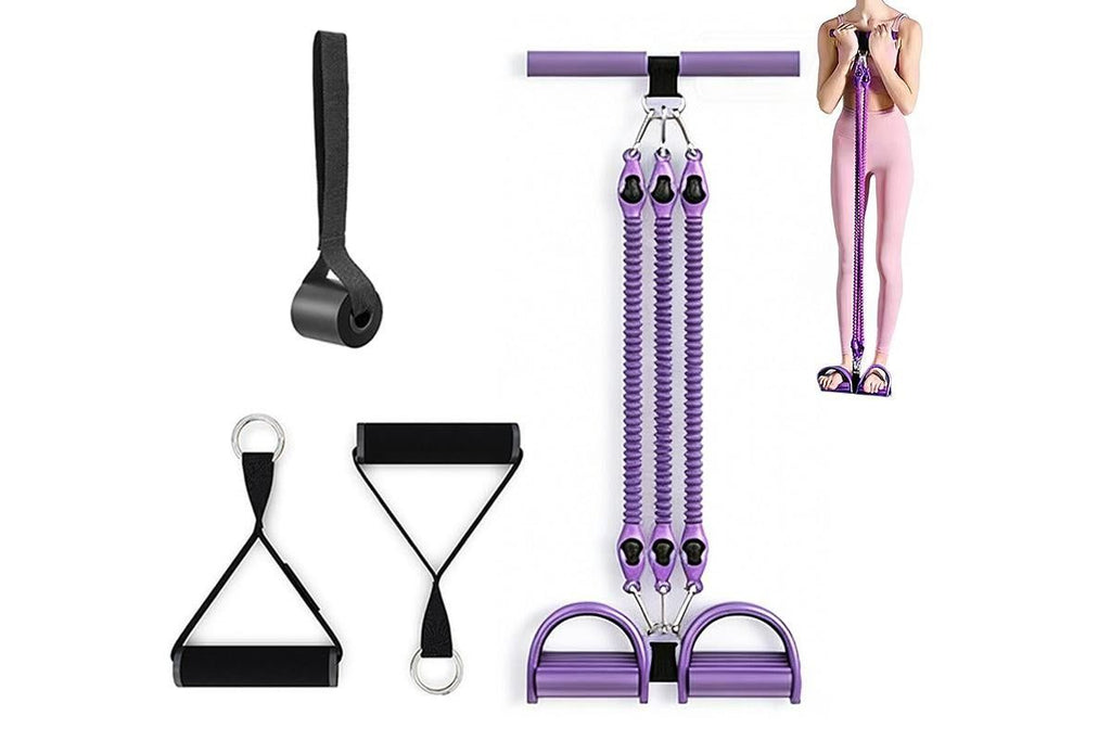 1 Set 4-in-1 Resistance Band Pedal Puller for Sit-Up Home Gym Yoga Pilates - 3 Tubes