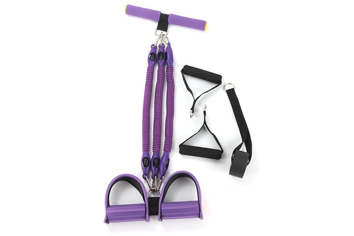 1 Set 4-in-1 Resistance Band Pedal Puller for Sit-Up Home Gym Yoga Pilates - 3 Tubes
