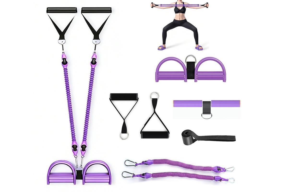 1 Set 4-in-1 Resistance Band Pedal Puller for Sit-Up Home Gym Yoga Pilates - 3 Tubes