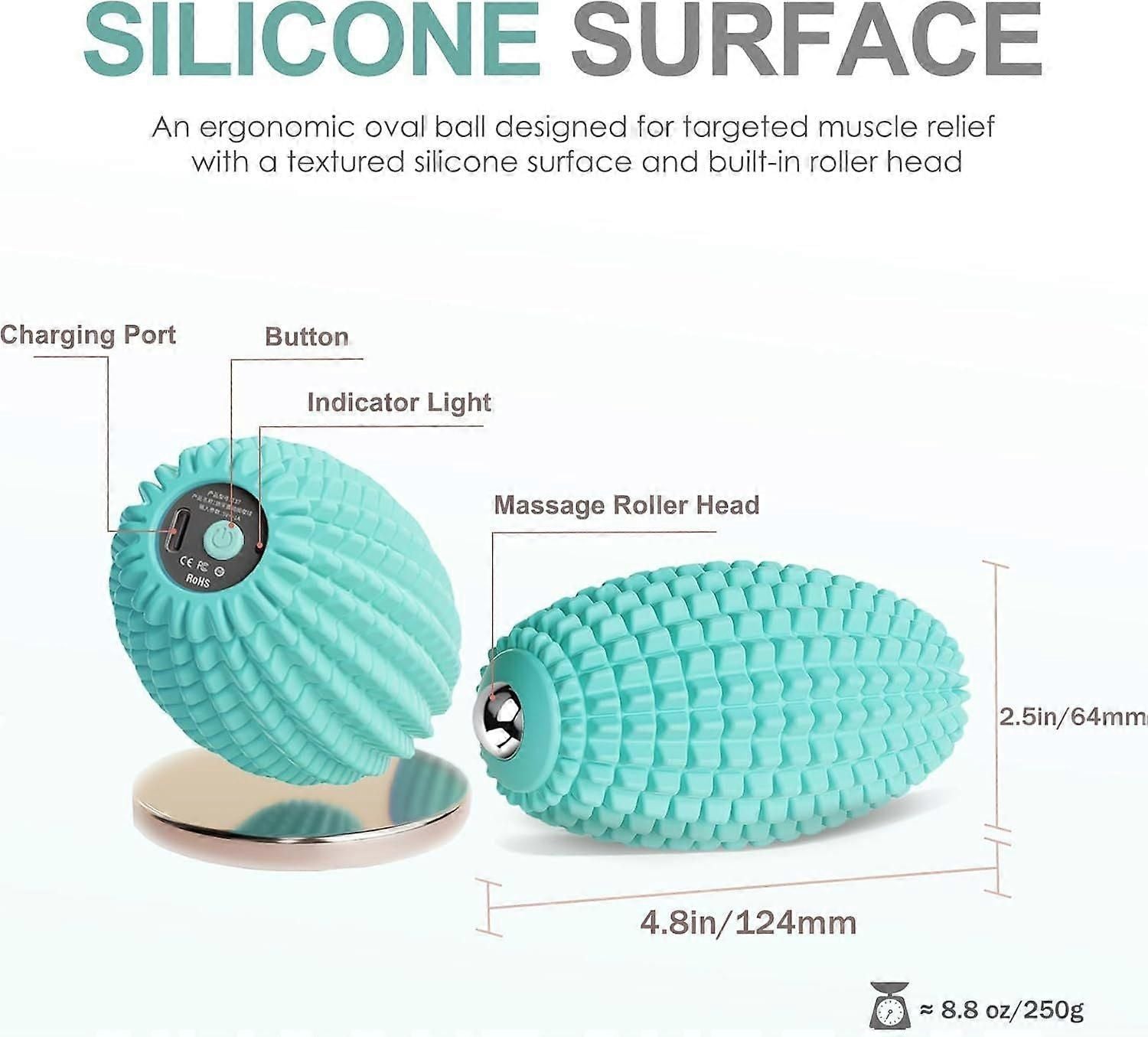 Vibrating Massage Ball for Muscle Recovery, Silicone Myofascial Massage Ball