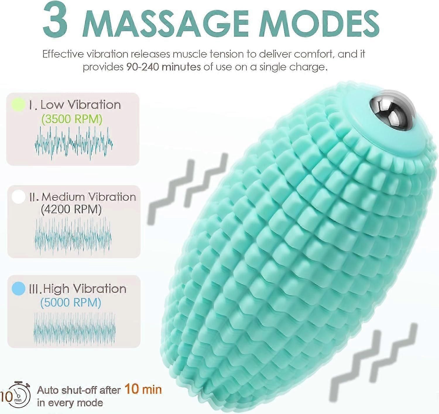 Vibrating Massage Ball for Muscle Recovery, Silicone Myofascial Massage Ball