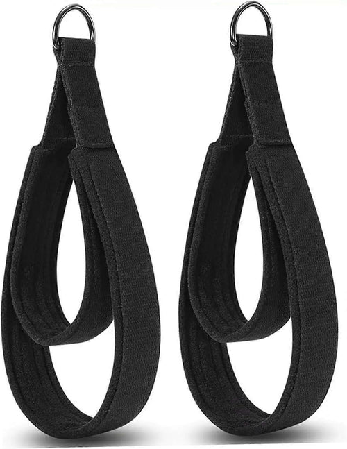 Adjustable DRing Pilates Straps Double Loop Yoga Stretch Strap for Flexibility and Strength, 1 Pair Black