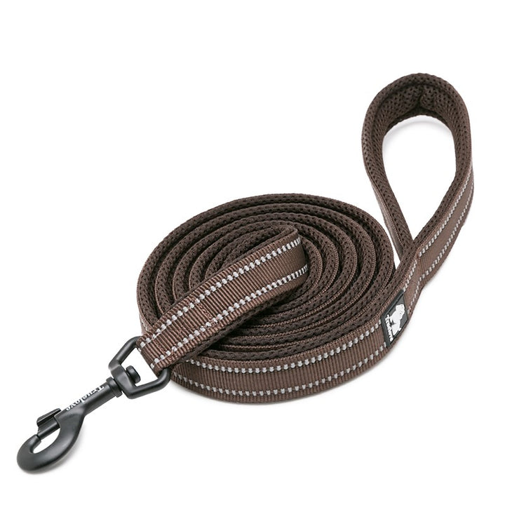 Reflective 2-Metre Dog Leash – Brown Large