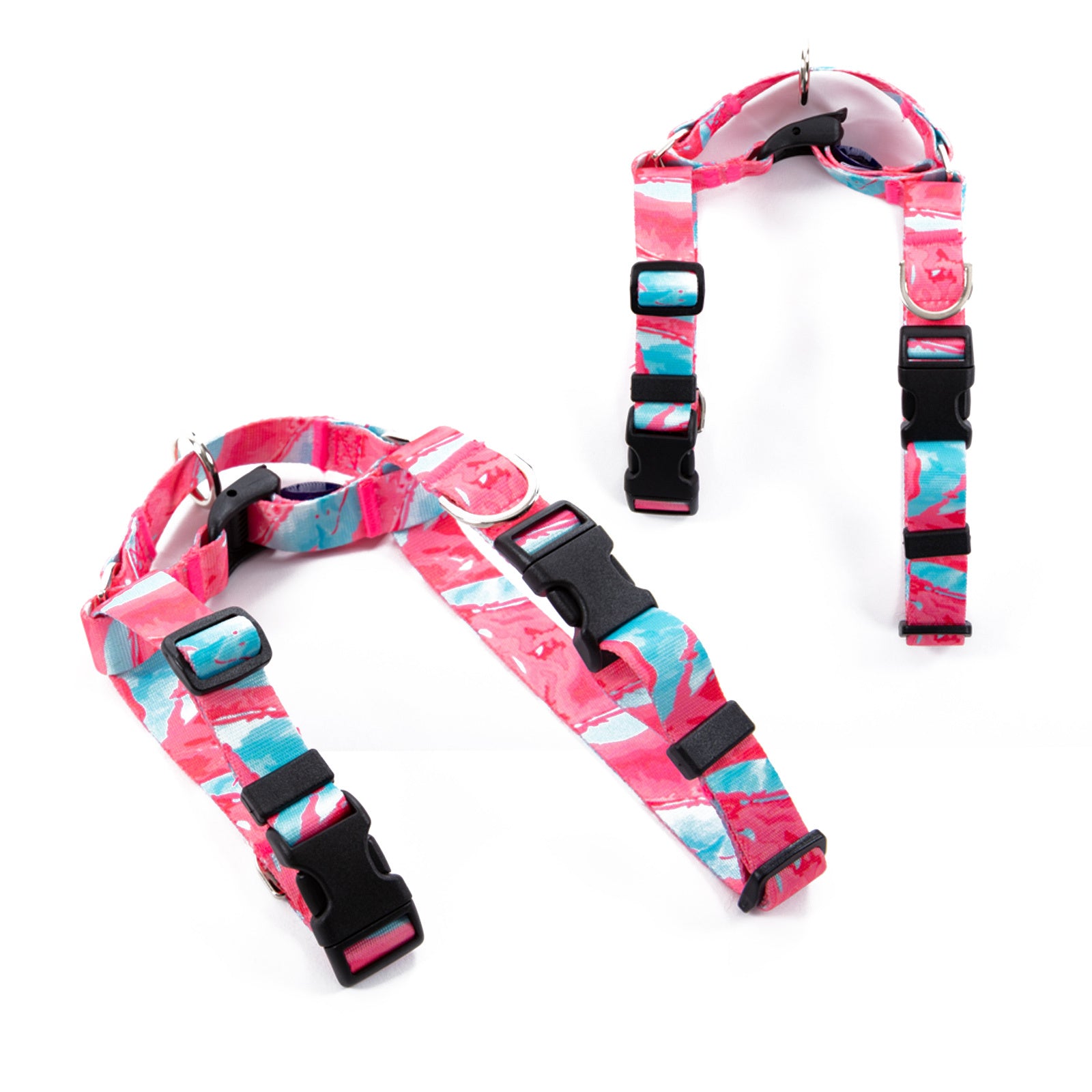 Double-Lined Dog Harness – Large Marble Pink