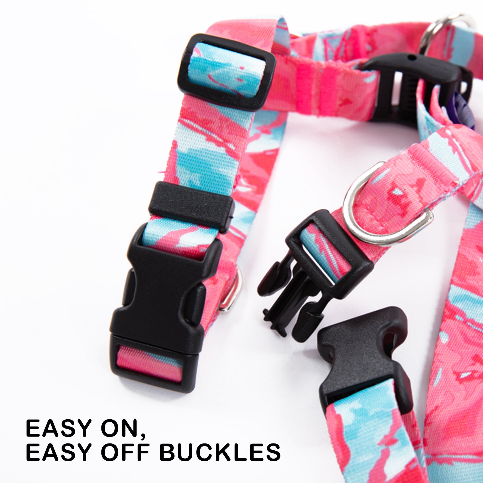 Double-Lined Dog Harness – Large Marble Pink