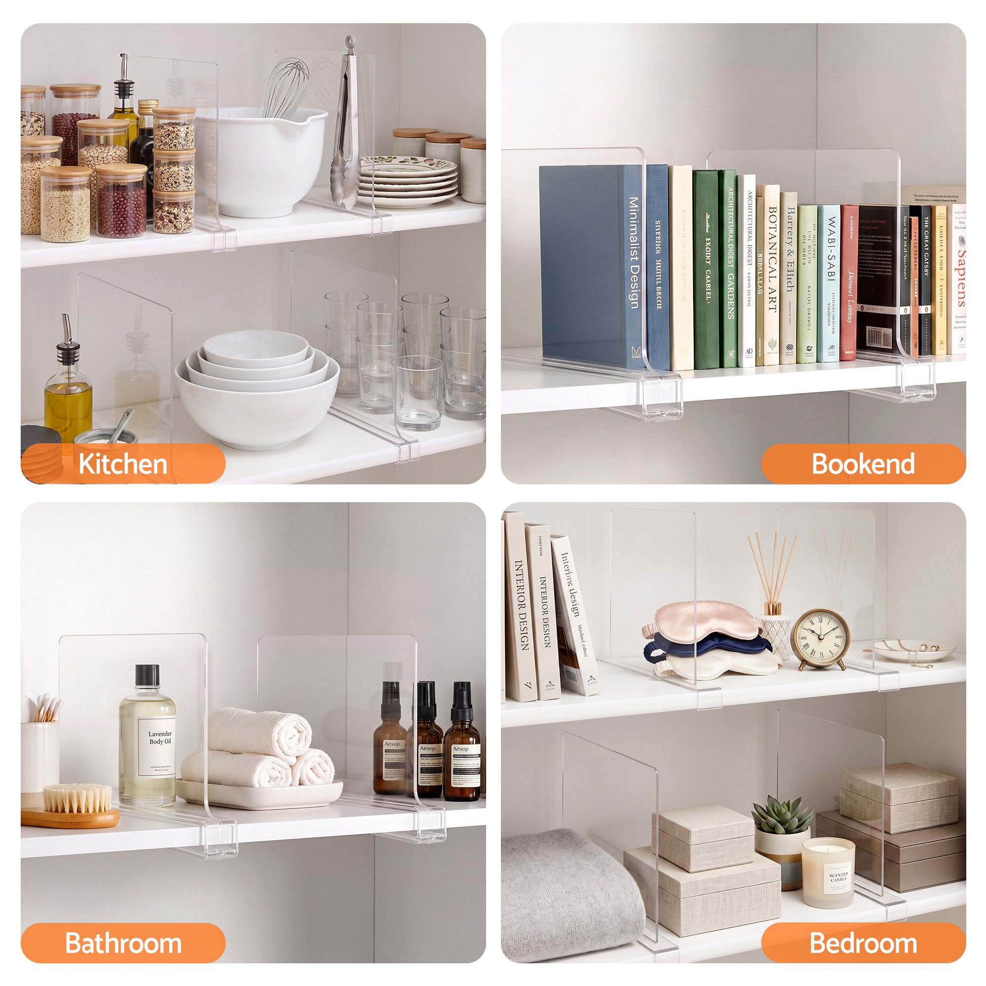 Artiss 6 Pack Closet Organizers and Storage Clear Shelf Dividers